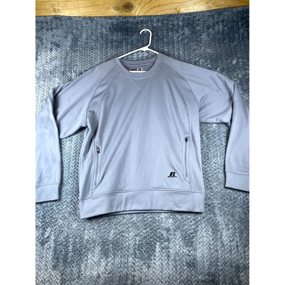 Russell Athletic Premier Dri Power Sweatshirt Men Medium Light Blue Fleece Lined